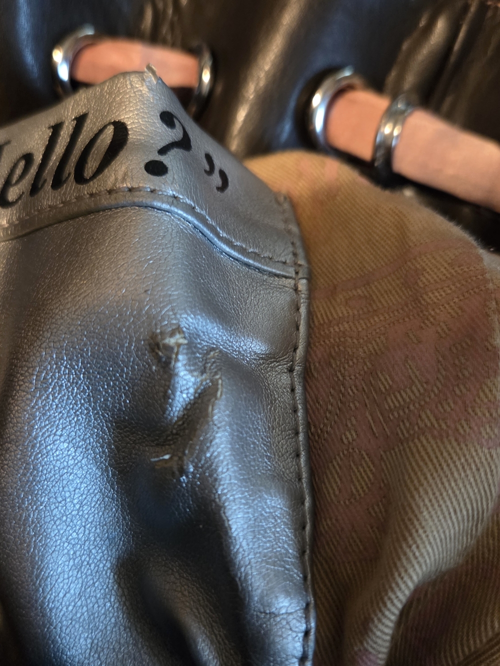 Juicy Couture Pink Suede Tote Bag with Brown Leather Trim - Picture 7 of 12